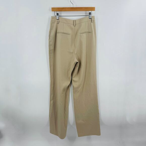 NA-KD Women’s Size 38 Wide Leg High Rise Pleated Trousers Beige Khaki Pants - Picture 2 of 9